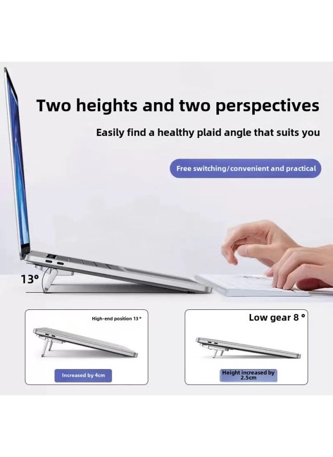 Generic - Laptop Stand Invisible Adhesive Bracket Folding Storage Portable Elevated Rack Keyboard Foot Pad Support Rack-Color:First Level Silver - Image 1