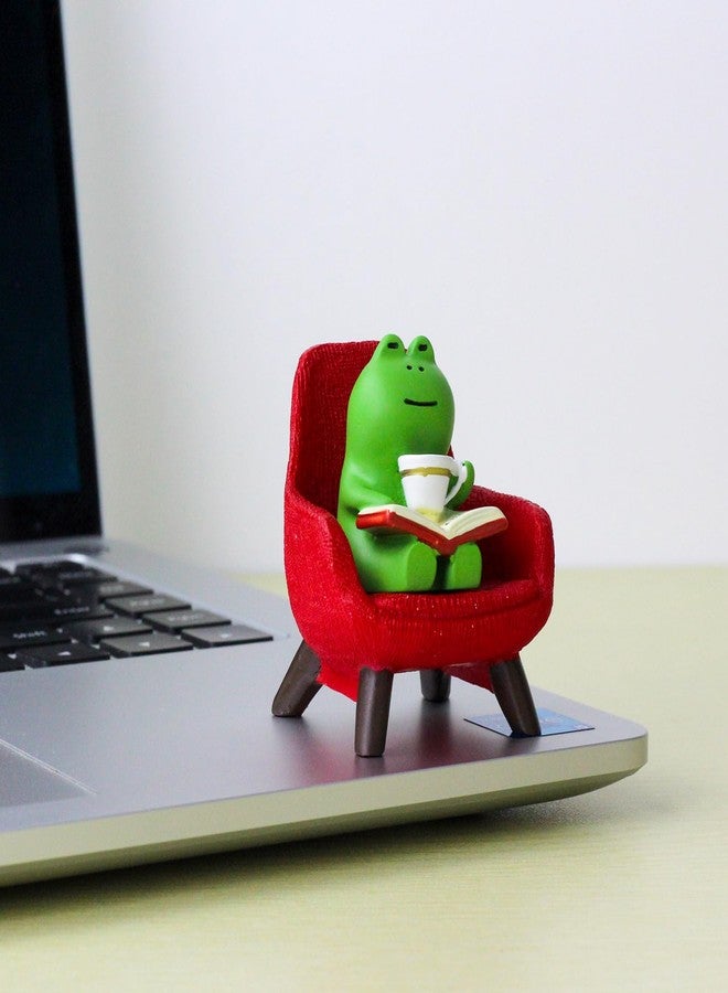 Refintural Miniature Frog Figurines - Funny Frog Sculpture for Shelf, Desk Decoration - Frog Desk Accessories - Perfect Cute Frog Gift for Frog Lovers (Red Sofa) - Image 2