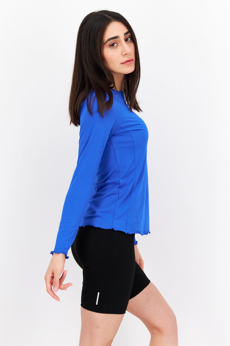 X by Gottex Women Sportswear Fit Long Sleeve Training Top, Royal Blue - Image 2