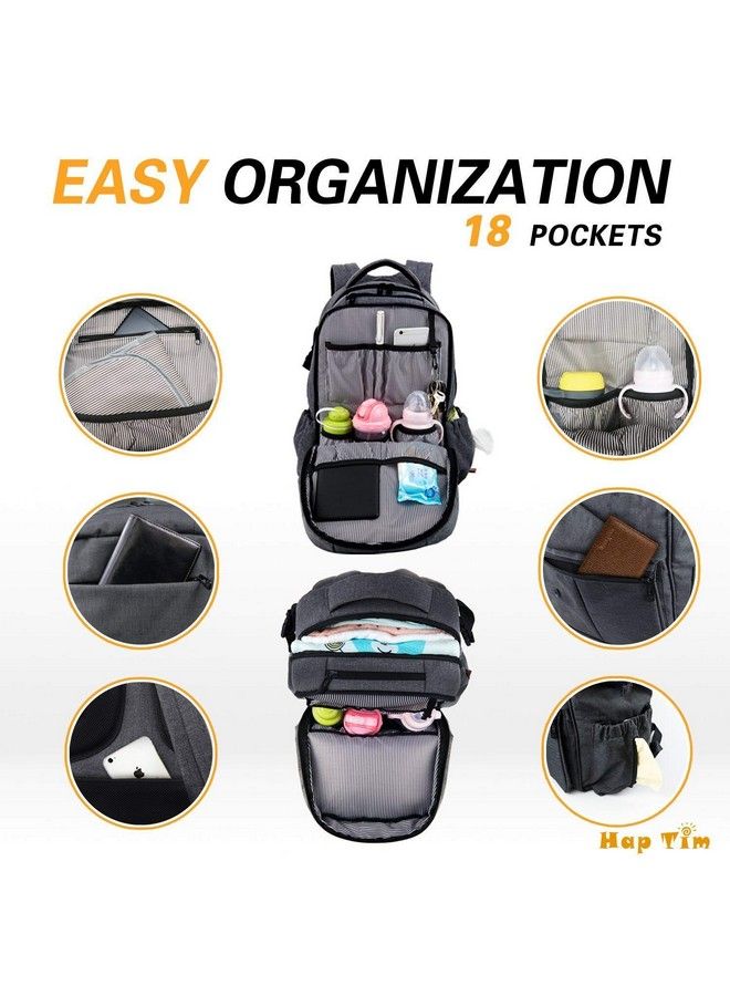 Hap Tim Multi Function Large Baby Diaper Bag Backpack W Stroller Straps Insulated Bottle Pockets Changing Padstylish & Durable(Dark Gray 5284) - Image 4