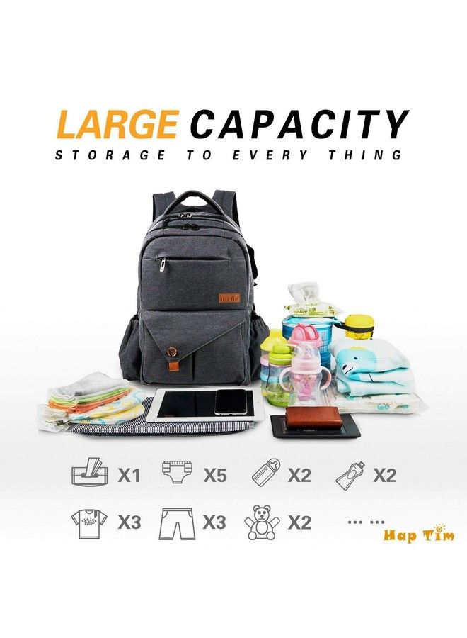 Hap Tim Multi Function Large Baby Diaper Bag Backpack W Stroller Straps Insulated Bottle Pockets Changing Padstylish & Durable(Dark Gray 5284) - Image 3