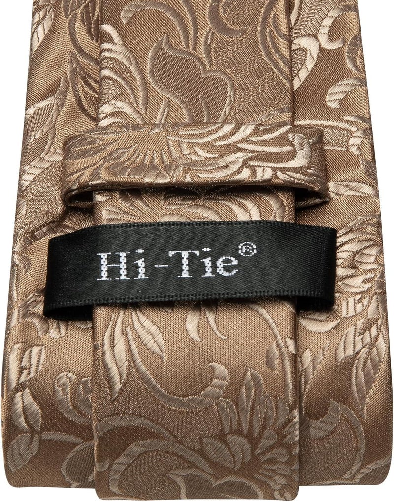 Hi-Tie Silk Paisley Ties for Men Necktie Pocket Square Cufflinks Set Foral Tie Sets Formal Business - Image 5