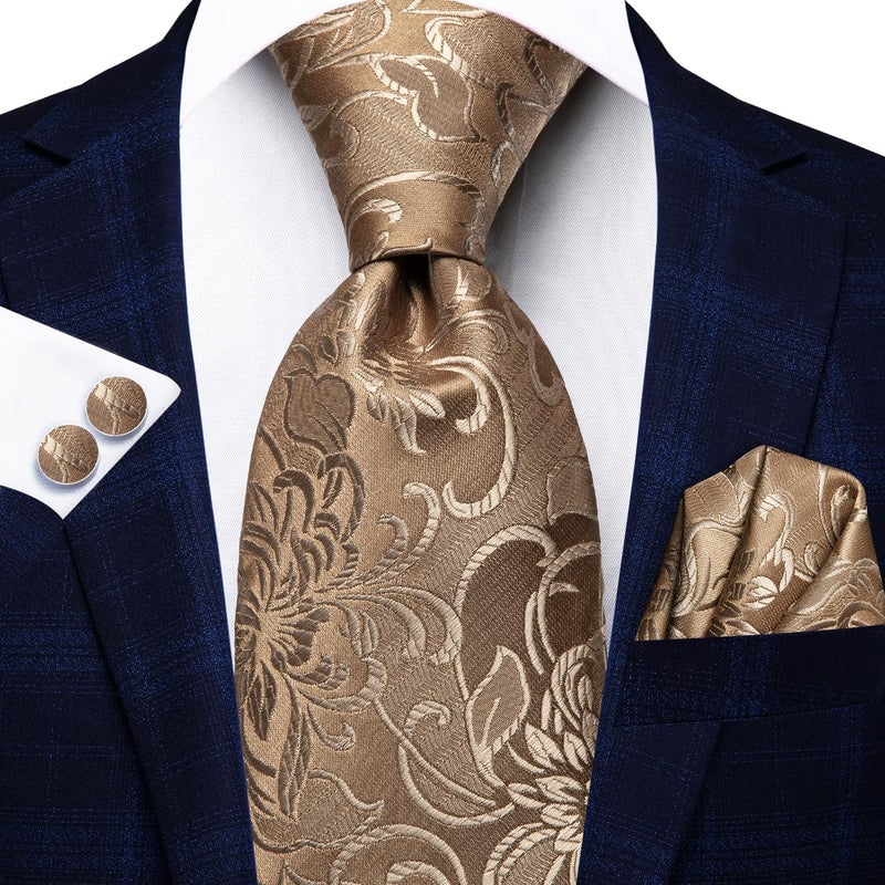 Hi-Tie Silk Paisley Ties for Men Necktie Pocket Square Cufflinks Set Foral Tie Sets Formal Business - Image 2