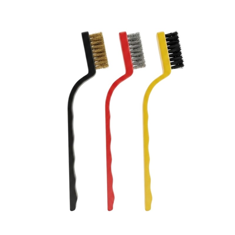 Hasanat Essentials 3-Piece Wire Brush Set - Nylon, Brass, and Stainless Steel Cleaning Brushes for Rust, Dirt, and Paint Scrubbing - Image 1