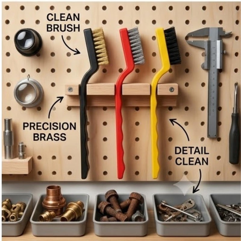Hasanat Essentials 3-Piece Wire Brush Set - Nylon, Brass, and Stainless Steel Cleaning Brushes for Rust, Dirt, and Paint Scrubbing - Image 5