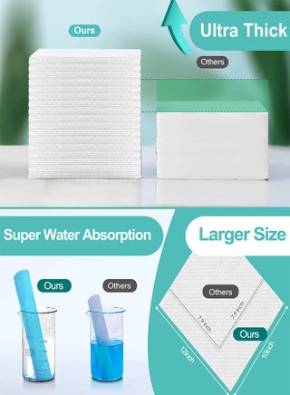 Face Towels, 25cm×30cm Ultra Thick Gentle Exfoliation Disposable Face Towelette, Biodegradable Makeup Remover Dry Wipes , Super Soft Clean Facial Towels Wash Cloth for Sensitive Skin,50 Count,1 Pack - view 5