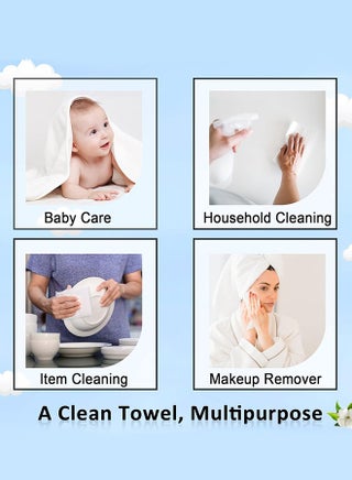 Face Towels, 25cm×30cm Ultra Thick Gentle Exfoliation Disposable Face Towelette, Biodegradable Makeup Remover Dry Wipes , Super Soft Clean Facial Towels Wash Cloth for Sensitive Skin,50 Count,1 Pack - view 4
