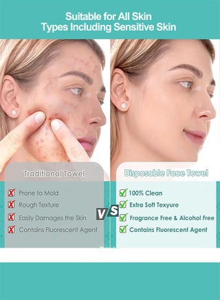 Face Towels, 25cm×30cm Ultra Thick Gentle Exfoliation Disposable Face Towelette, Biodegradable Makeup Remover Dry Wipes , Super Soft Clean Facial Towels Wash Cloth for Sensitive Skin,50 Count,1 Pack - view 3