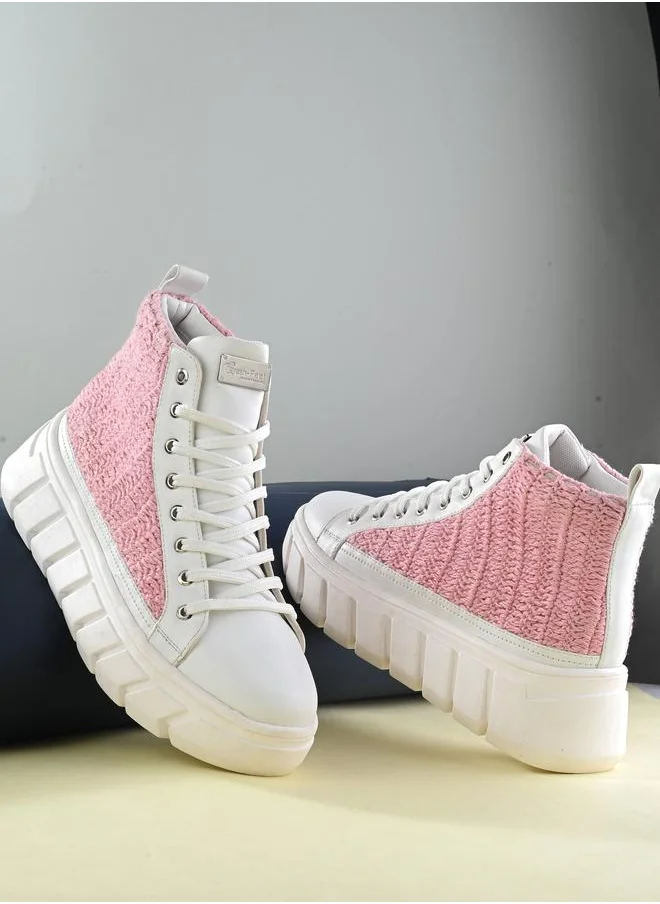 فريش فيت Fresh Feet Crochet High Top Lace-Up Sneakers