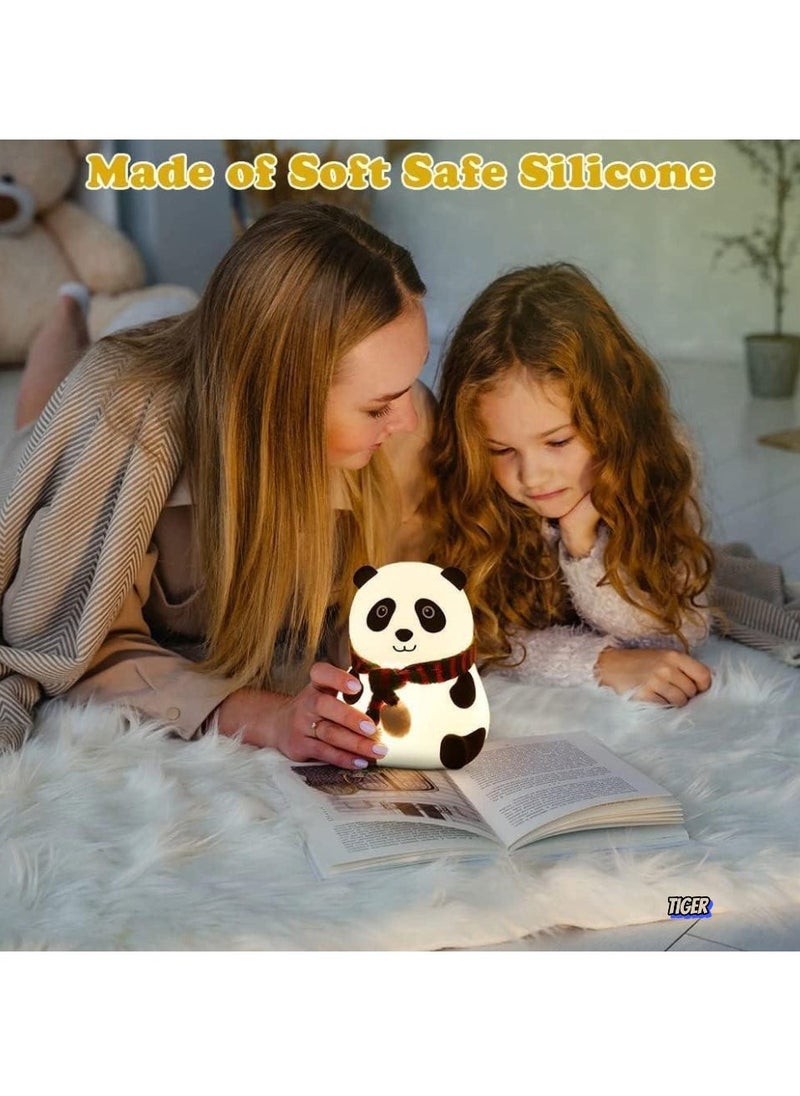 Panda Night Lamp with 7 Color Changing LED Light – Touch-Activated Silicone Lamp for Kids Bedroom, USB Rechargeable, Soft Glow Panda Light, Perfect for Nursery and Bedtime (Multi-Color)