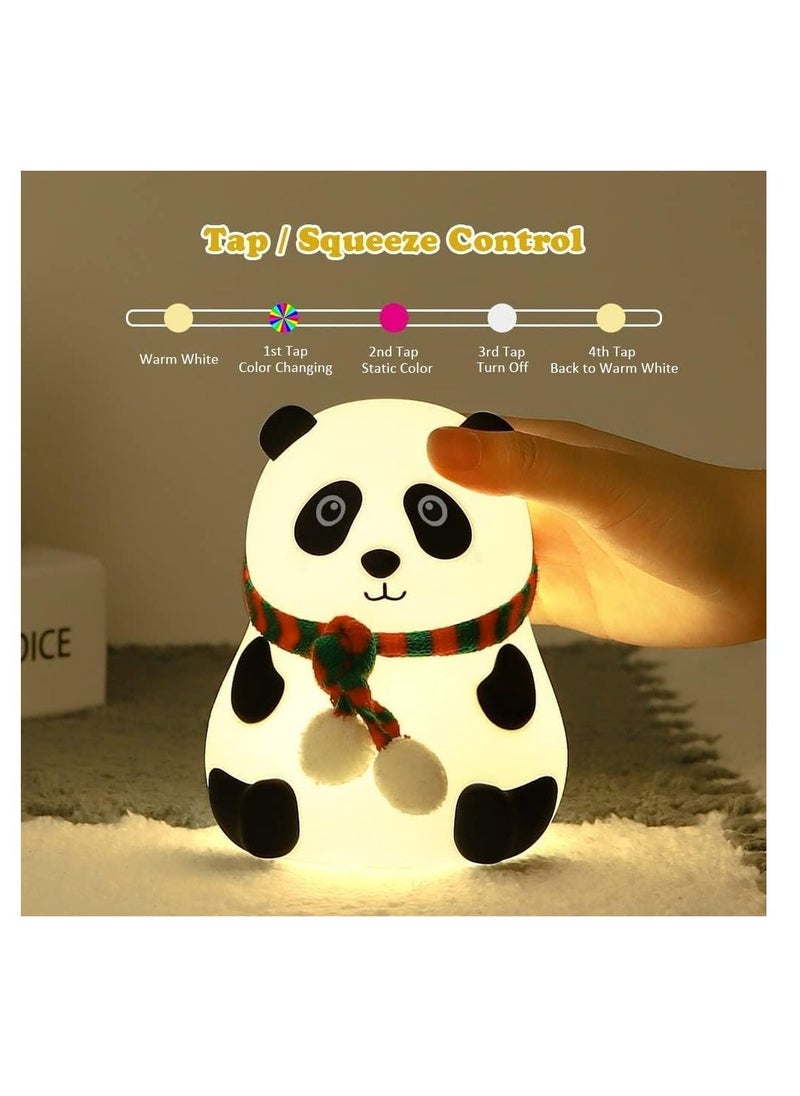 Panda Night Lamp with 7 Color Changing LED Light – Touch-Activated Silicone Lamp for Kids Bedroom, USB Rechargeable, Soft Glow Panda Light, Perfect for Nursery and Bedtime (Multi-Color)