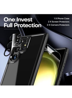 Generic for Samsung Galaxy S24 Ultra Case, TPU Soft Film Screen Protector X2, Tempered Glass Camera Protector X2, Slim Fit Transparent Mobile Phone Back Cover 5-in-1 Full Body Protetive Accessorise  - Image 3