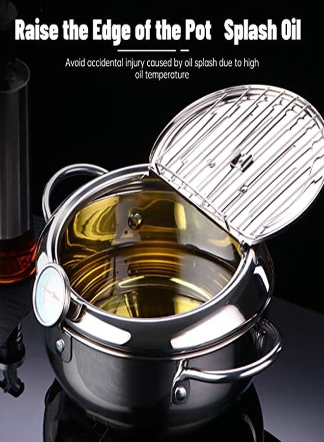 EBTOOLS Stainless Steel Deep Fryer Pot, Small Deep Fryer Pot With Thermometer Oil Drip Drainer Rack for French Fries Shrimp Chicken - Image 5