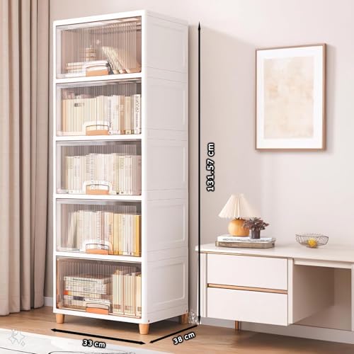 EXVITO 2 Pack Multipurpose Stackable Cupboard Drawer for Clothes Storage, Wardrobe Cabinet Organizer for Office, Kitchen, Bathroom, Hallway - Off-White (ICE, 5 Shelf) - Image 2