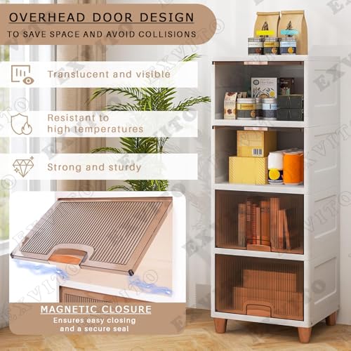 EXVITO 2 Pack Multipurpose Stackable Cupboard Drawer for Clothes Storage, Wardrobe Cabinet Organizer for Office, Kitchen, Bathroom, Hallway - Off-White (ICE, 5 Shelf) - Image 5