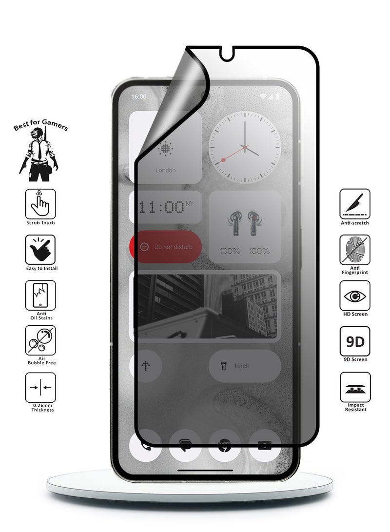 Wtech Nothing Phone 2 5G 2023 Nano Ceramic Privacy Full Glue Full Cover Matte Flexible Screen Protector (MSCNMP) - Clear/Black - Image 2