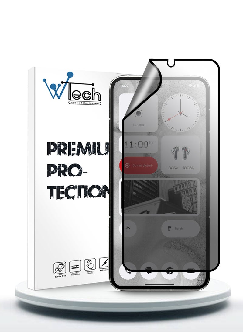 Wtech Nothing Phone 2 5G 2023 Nano Ceramic Privacy Full Glue Full Cover Matte Flexible Screen Protector (MSCNMP) - Clear/Black - Image 1
