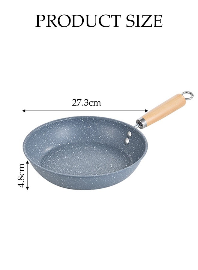 DUNISO أواني طهي غير لاصقة بمقبض خشبي مقاوم للحرارة، مقلاة منزلية بطبقة رخامية متينة، أواني طهي للحث مع حلقة تعليق، 28 سم - Image 2