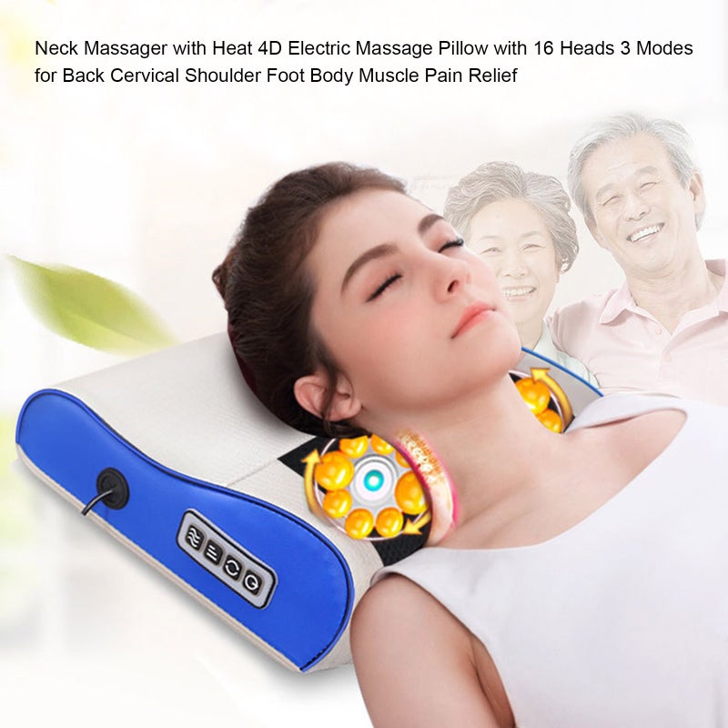 Neck Massager Shiatsu Shoulder Back Massager with Heat 4D Electric Massage Pillow with 16 Heads 3 Modes for Back Cervical Shoulder Foot Body Muscle Pain Relief Birthday Gifts for Women/Men - Image 2