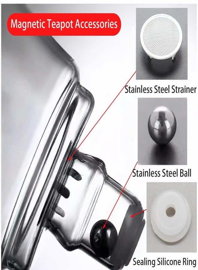 Miyxsin Lazy Kungfu TeaPot Accessories, Magnetic Teapot Accessories Parts with Stainless Steel Strainer, Magnetizable Metal Balls and Sealing Silicone Rings - Image 2