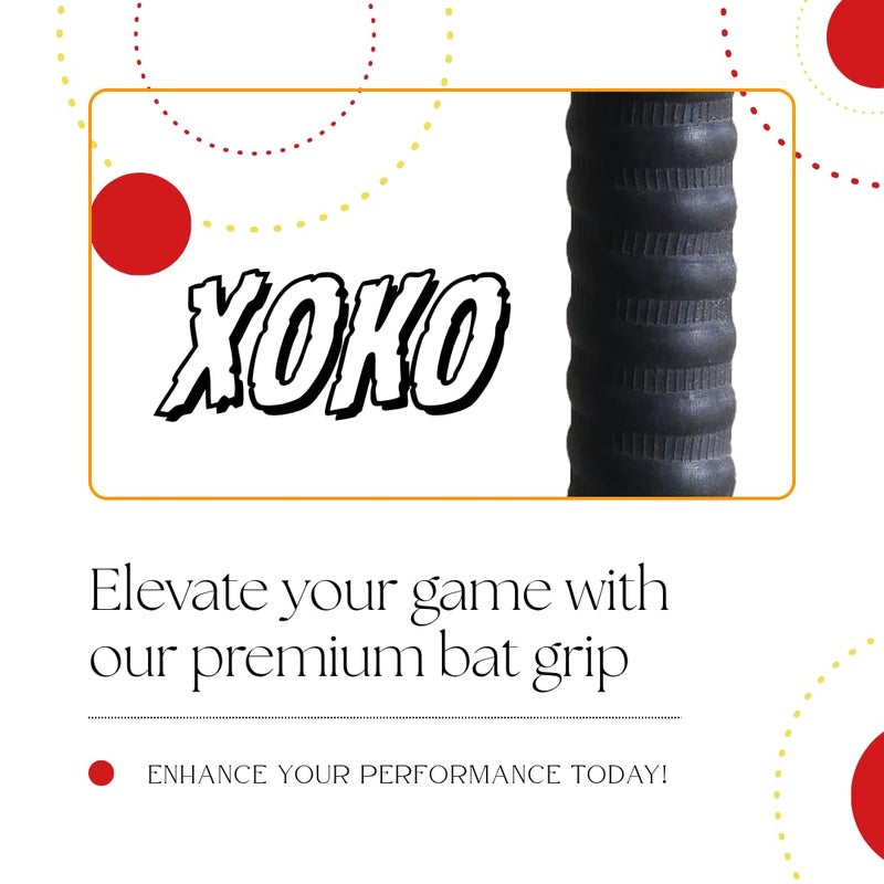 xoko Cricket Bat Coil Grip, Anti-Slip Rubber Handle, Ultra Tacky Performance Grip for Enhanced Control, Pack of 1 (BLACK) - Image 3