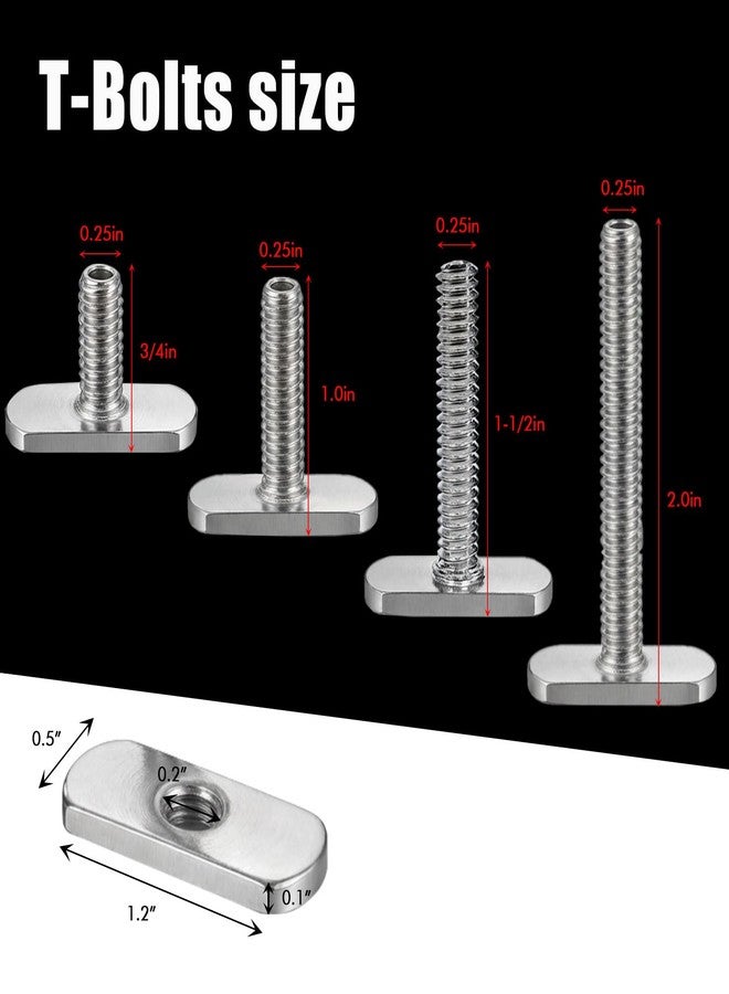 EDSRDPLT 12pcs 1/4"-20 Threaded Centered Kayak Knob Nuts Hardware, Kayak Rail Track Screws Track Nuts, Stainless Steel Kayak Screws, Outdoor Parts Tool Rails Bolts for Canoe Boat. - Image 4