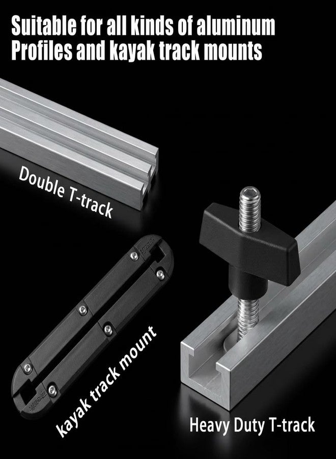 EDSRDPLT 12pcs 1/4"-20 Threaded Centered Kayak Knob Nuts Hardware, Kayak Rail Track Screws Track Nuts, Stainless Steel Kayak Screws, Outdoor Parts Tool Rails Bolts for Canoe Boat. - Image 2