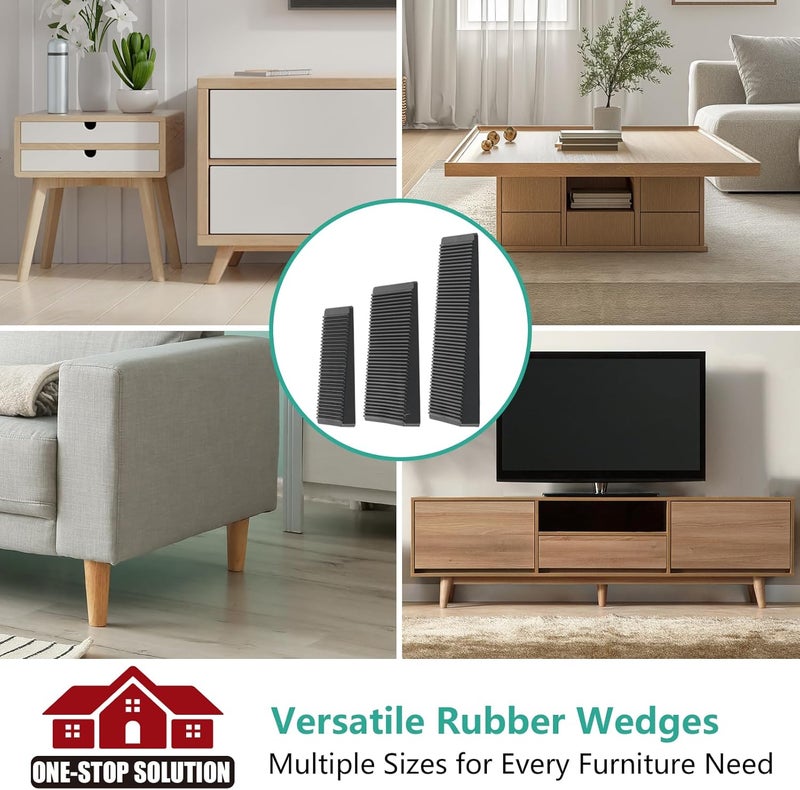 PROPA Furniture Leveler 12pcs Kit Size Variety | Multi-Purpose Rubber Shim for Leveling Feet Stable | Anti-Wobble Pad for Uneven Table, Dresser Leg, Toliet and More Furniture | Prevent from Wobbling - Image 4