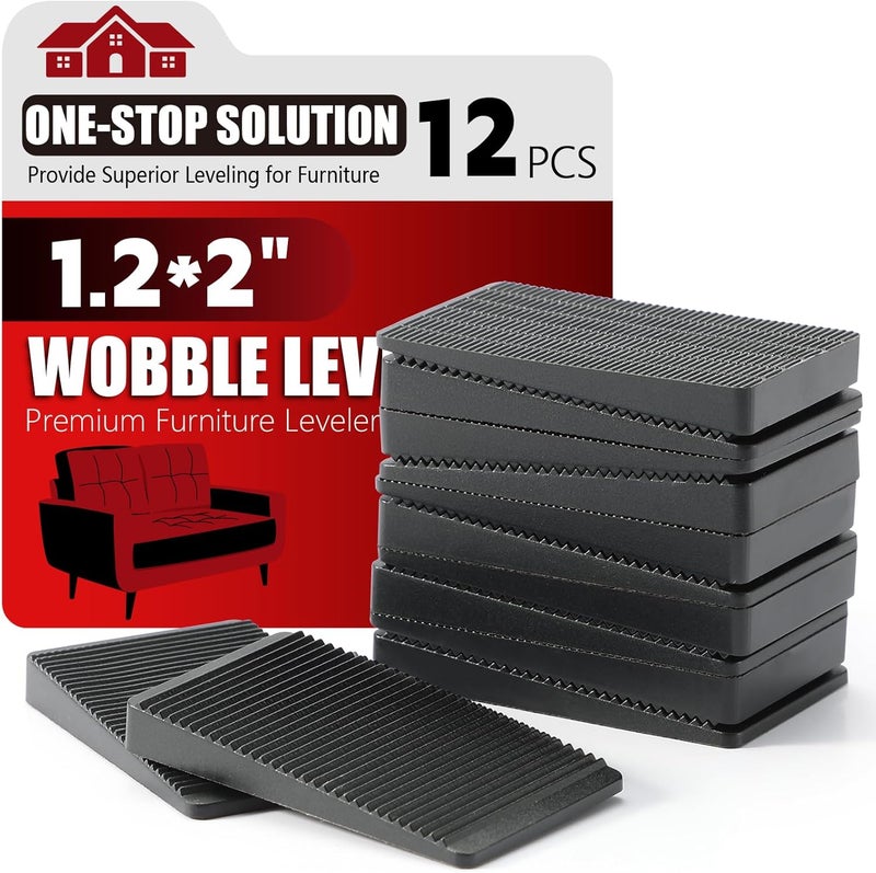 PROPA Furniture Leveler 12pcs Kit Size Variety | Multi-Purpose Rubber Shim for Leveling Feet Stable | Anti-Wobble Pad for Uneven Table, Dresser Leg, Toliet and More Furniture | Prevent from Wobbling - Image 1