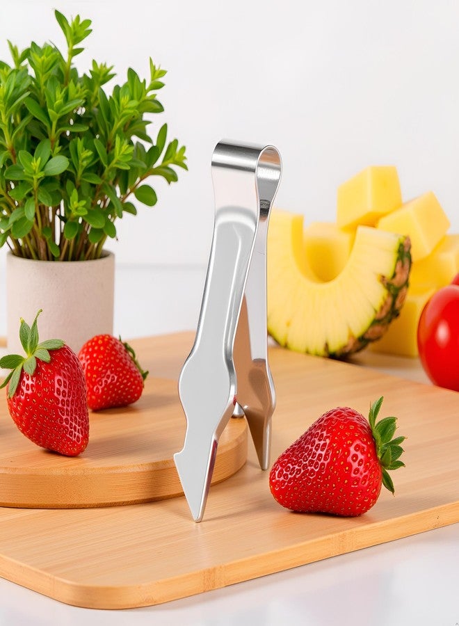 Wentoenapp 2Pcs Multi-Functional Fruit & Vegetable Stem Remover Clip, Strawberry Huller, Pineapple Eye Remover, Kitchen Gadget, Silver Stainless Steel Handle - Image 3