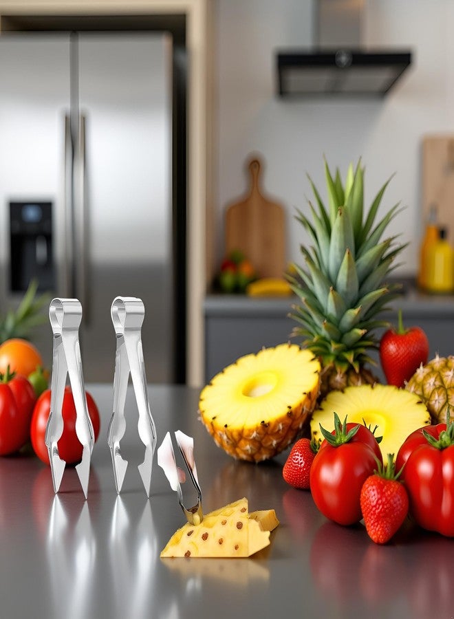 Wentoenapp 2Pcs Multi-Functional Fruit & Vegetable Stem Remover Clip, Strawberry Huller, Pineapple Eye Remover, Kitchen Gadget, Silver Stainless Steel Handle - Image 5