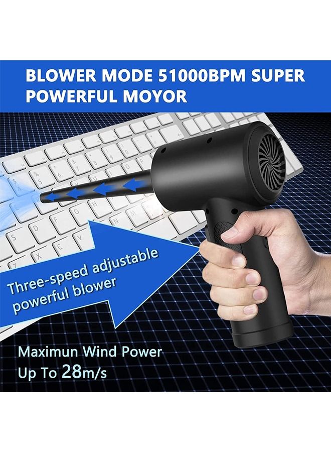 Arabest Cordless Electric Air Duster , 51000 RPM Portable Air Blower, 6000mAh Compressed Air Duster with 5 nozzle attachments, Alternative to Air Can Gas Cleaning for Keyboard Laptop Cleaner - Image 2