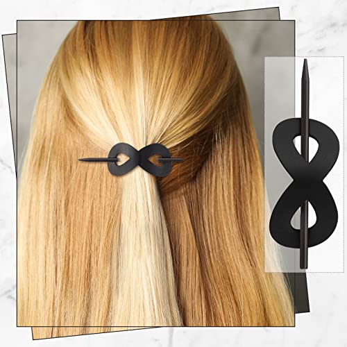 Juinte 4 Pieces Leather Hair Barrette with Stick 8 Shape Ponytail Clip Leather Hair Accessories for Women Hair Holder Clip Mother's Day Gift (Cute Color) - Image 3