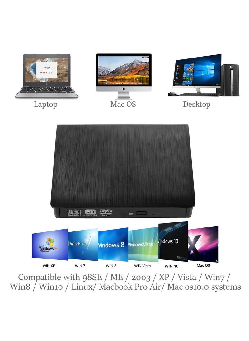 Generic - External DVD/CD Drive, USB 3.0 Slim Portable CD DVD +/-RW Drive, External DVD/CD ROM Writer for Laptop or Desktop Compatible with Windows XP/7/8/10, Mac OS, Linux - Image 1