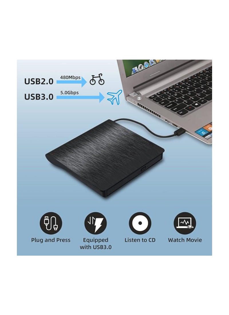 Generic - External DVD/CD Drive, USB 3.0 Slim Portable CD DVD +/-RW Drive, External DVD/CD ROM Writer for Laptop or Desktop Compatible with Windows XP/7/8/10, Mac OS, Linux - Image 1