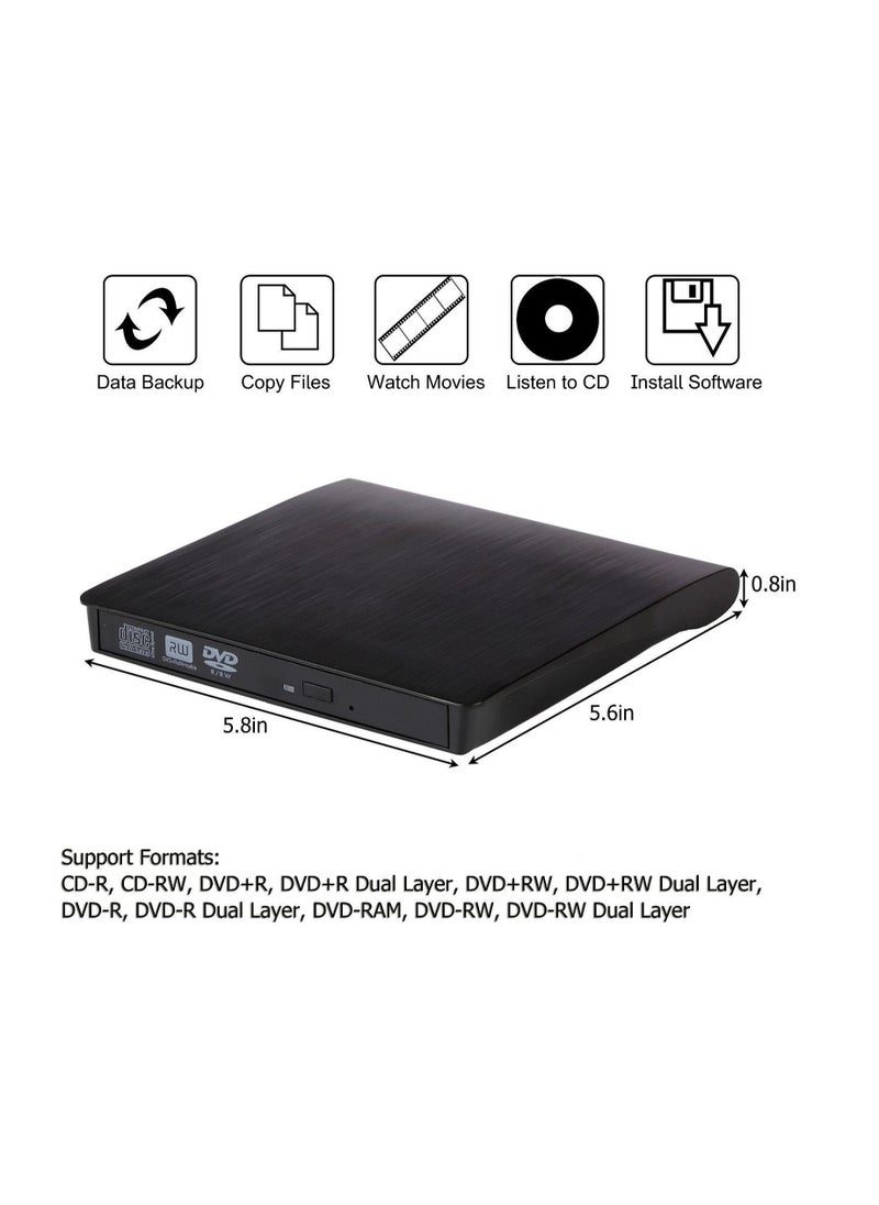 Generic - External DVD/CD Drive, USB 3.0 Slim Portable CD DVD +/-RW Drive, External DVD/CD ROM Writer for Laptop or Desktop Compatible with Windows XP/7/8/10, Mac OS, Linux - Image 1