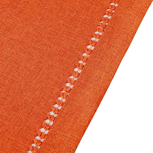 Grelucgo Handmade Hemstitch Orange Thanksgiving Table Runner Or Dresser Scarf Fall Autumn Decorations14 x 72 Inch - Image 3