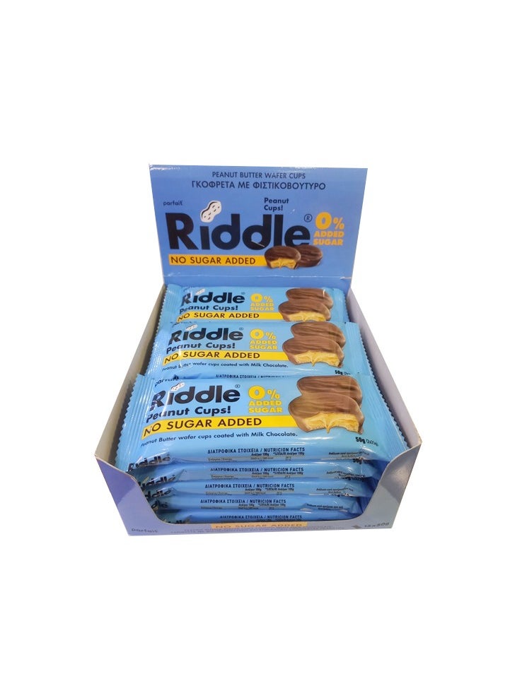 Riddle - Riddle Peanut Butter Wafer Cups with Caramelized Peanut Coated with Milk chocolate BOX -15x50g (750g) - Image 1