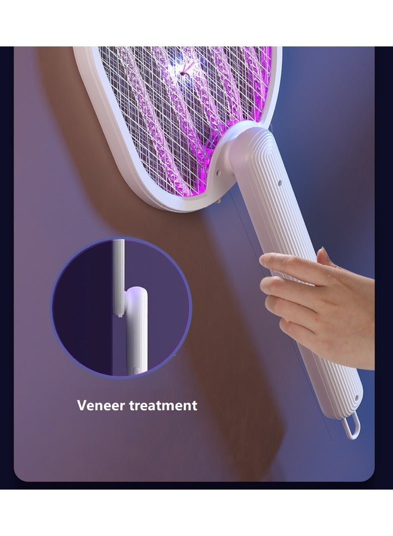 مضرب البعوض الكهربائي المنزلي الجديد متعدد الوظائف قابل للطي ثلاثة في واحد لالتقاط البعوض تلقائيًا مضرب البعوض الكهربائي للشحن عبر USB وعمر بطارية طويل وآمن وموثوق به للاستخدام - Image 3