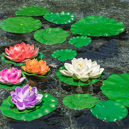 ZAUGONTW 20 Pcs Artificial Lily Pads for Ponds, Realistic Floating Lily Pads Leaves, Lotus Leaves Water Lilies Pad Artificial Foliage Pond Decor for Koi Fish Pool Patio Aquarium - Image 4