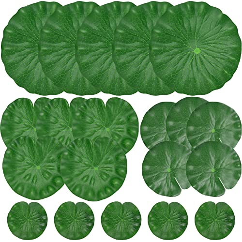 ZAUGONTW 20 Pcs Artificial Lily Pads for Ponds, Realistic Floating Lily Pads Leaves, Lotus Leaves Water Lilies Pad Artificial Foliage Pond Decor for Koi Fish Pool Patio Aquarium - Image 1