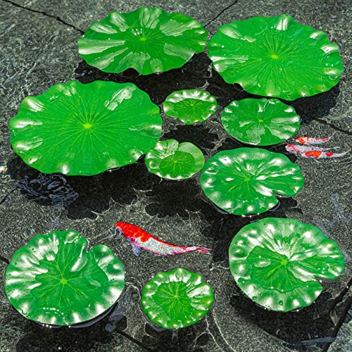 ZAUGONTW 20 Pcs Artificial Lily Pads for Ponds, Realistic Floating Lily Pads Leaves, Lotus Leaves Water Lilies Pad Artificial Foliage Pond Decor for Koi Fish Pool Patio Aquarium - Image 5