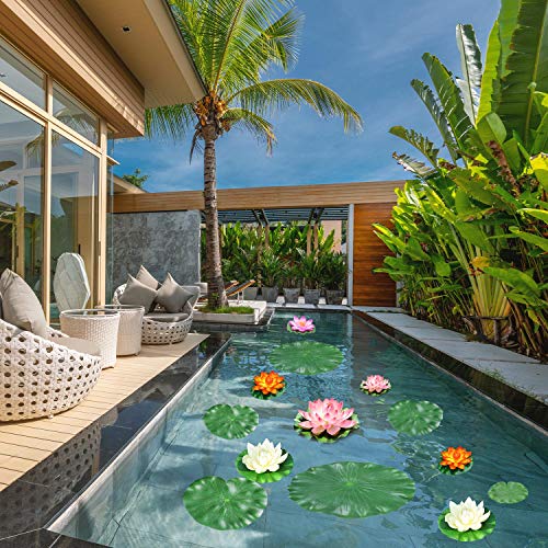 ZAUGONTW 20 Pcs Artificial Lily Pads for Ponds, Realistic Floating Lily Pads Leaves, Lotus Leaves Water Lilies Pad Artificial Foliage Pond Decor for Koi Fish Pool Patio Aquarium - Image 3