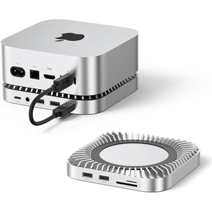 rayihni RAYCUE MAC MINI M4 DOCK & STAND WITH 8T NVME SSD ENCLOSURE, 2 USB A 10GBPS,10G USB C DATA PORT, 5G USB A*2, USB-C CHARGE, SD/TF, AUDIO FOR MAC MINI M4/ M4 PRO - Image 1