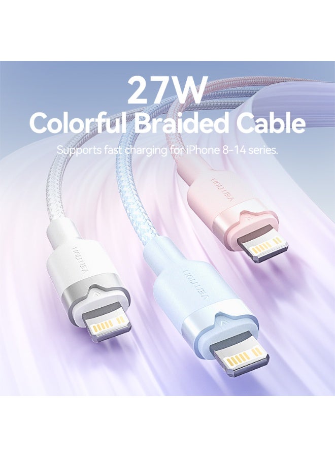 VENTION USB 2.0 Type-C Male to Lightning Male 3A Cable1M White Aluminum Alloy Type Model# LALWF - Image 2