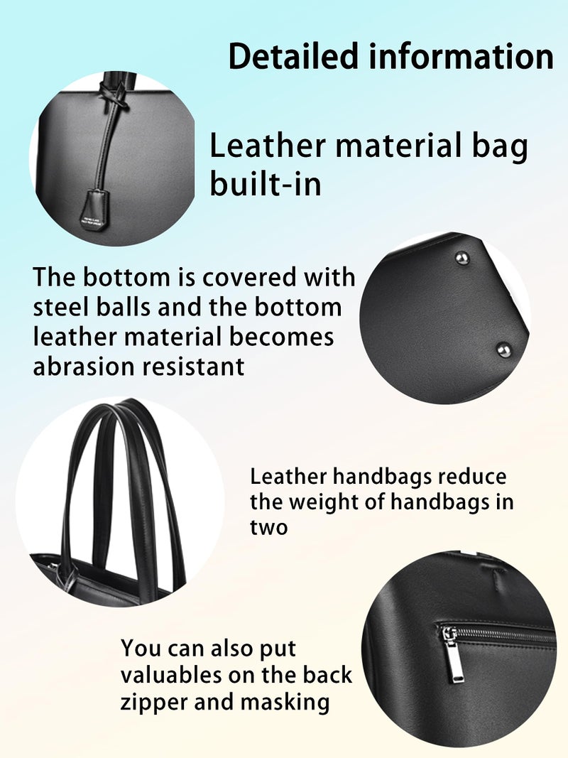 FSD.WG Men's Tote Bag,Business Bag, Leather Briefcase,Elegant Leather（PU）,Large Capacity,Black - Image 3