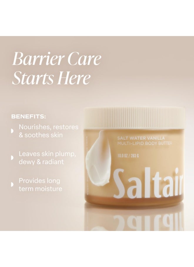 Saltair Saltair Multi-Lipid Body Butter - Rich, Nourishing Salt Water Vanilla Hydrating Body Cream with Ceramide Complex, Coconut Oil, and Shea Butter. Deep Moisturizing Dry Skin Care. 10oz Jar  - Image 3