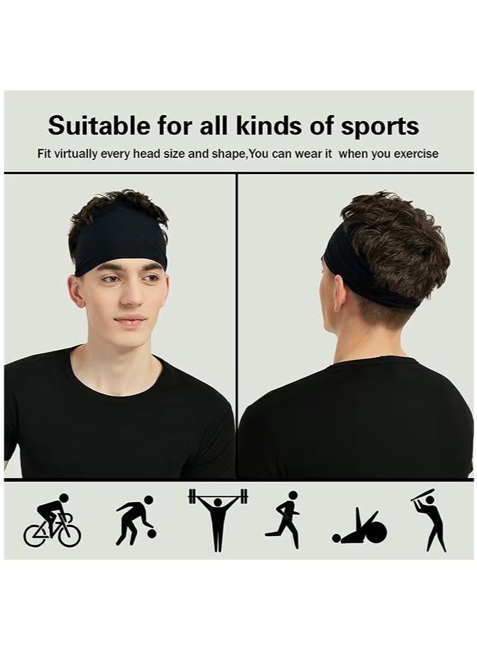 4 قطع عصابات رأس رياضية للرجال والنساء، بخامة مرنة تمتص العرق، مناسبة للجري وركوب الدراجات واليوغا وكرة السلة - Image 4