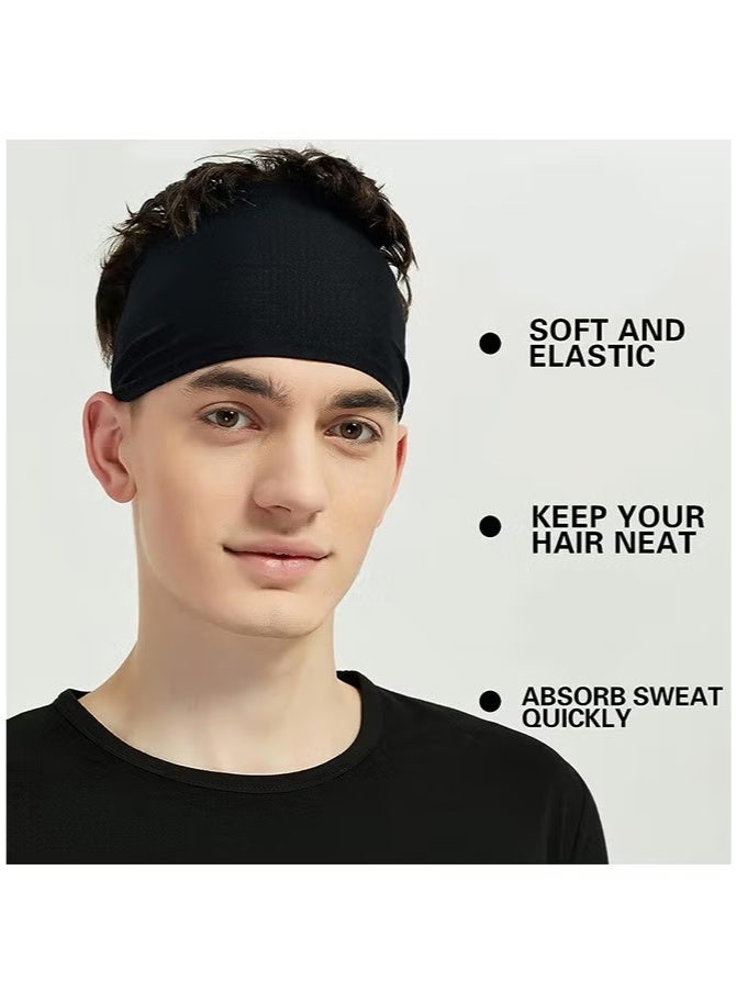 4 قطع عصابات رأس رياضية للرجال والنساء، بخامة مرنة تمتص العرق، مناسبة للجري وركوب الدراجات واليوغا وكرة السلة - Image 3