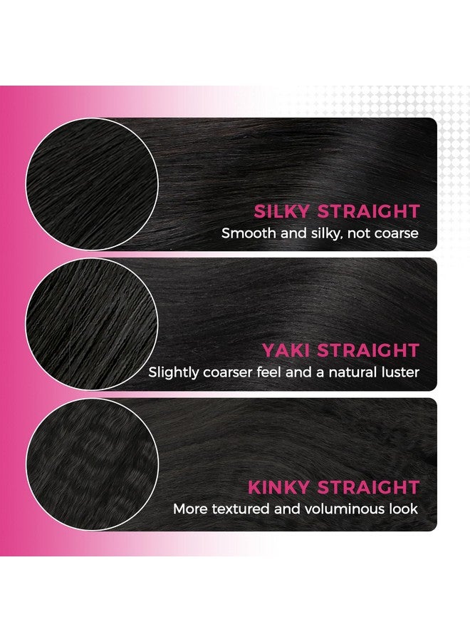 لاشي وصلات شعر لاشي إنفيزي إيدج بمشبك، 14 بوصة، 110 جرام، 7 قطع، وصلات شعر محقونة بدون درزات من البولي يوريثان، شعر بشري طبيعي، شعر ياكي مستقيم أسود طبيعي - Image 4